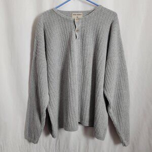 High Sierra Gray Knit 2-button Sweater Ramie Cotton XXL Men's front zip pocket